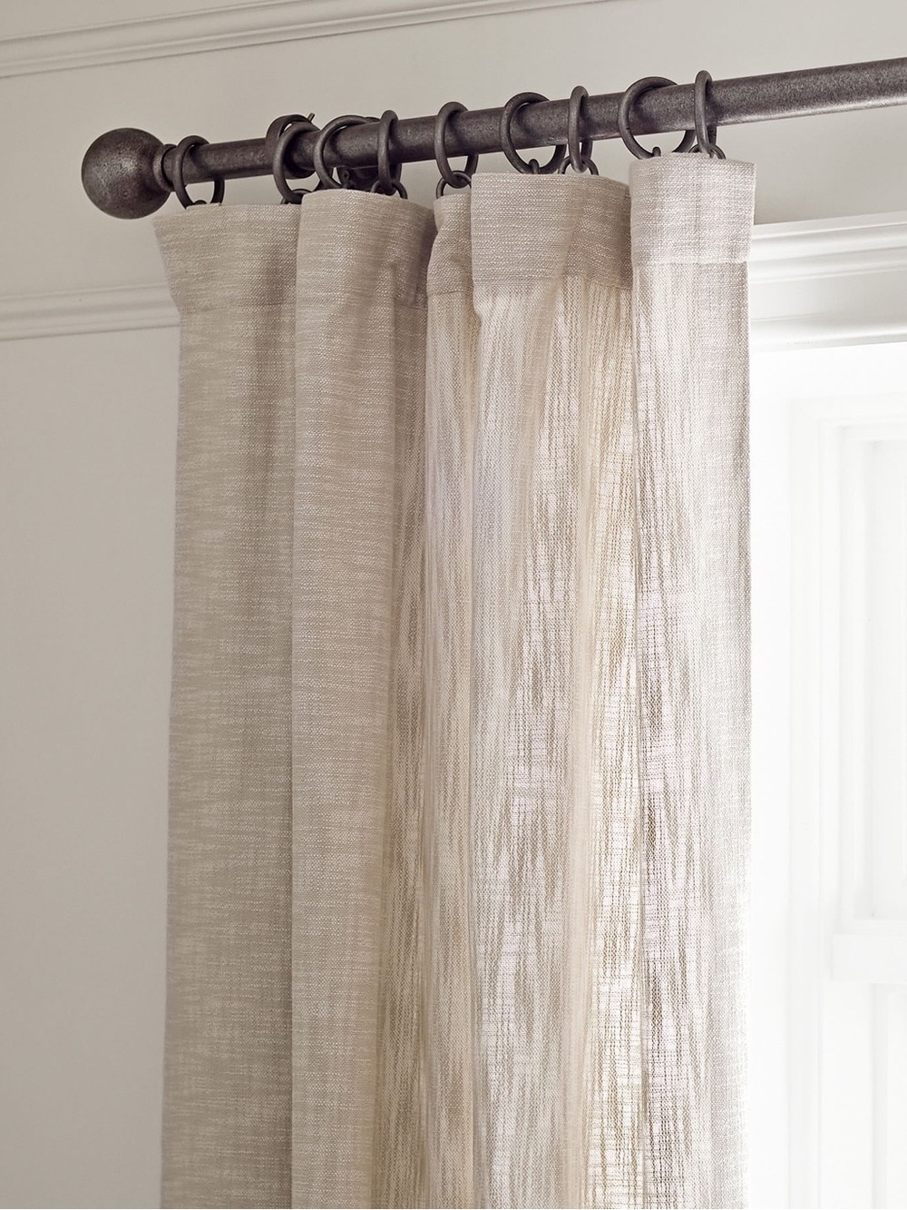 2 panels Pottery Barn Seaton cotton drapes curtains texture neutral